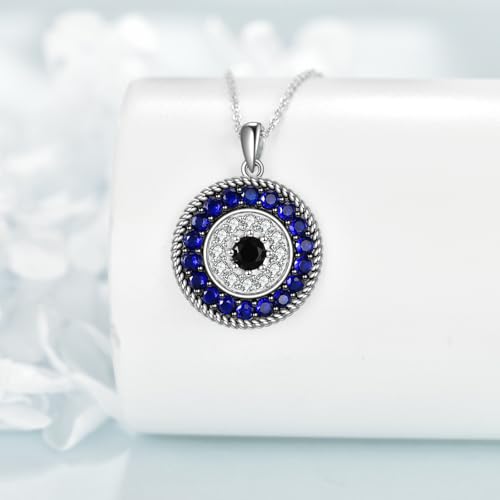 YFN Evil Eye Pendant Necklace for Women 925 Sterling Silver Greek Protection Jewelry with Blue Sapphire and Black Cz Amulet Gift2
