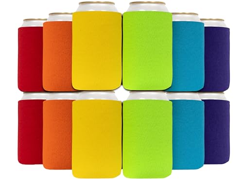 QualityPerfection Can Cooler Sleeve, 12 Oz Foam Collapsible Cooler Can Cover, Insulated Can Cooler, 4mm Thick Beer Cover & Soda Can Cover, 12 Cooler Can Covers, (12) Mix Colors