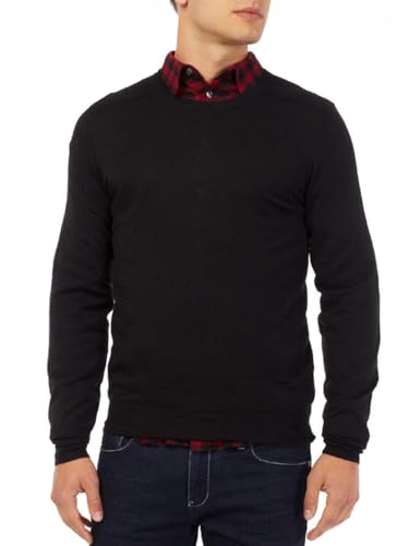 Pull noir Gas homme coupe XXL vêtement chaud hiver tricot uni
