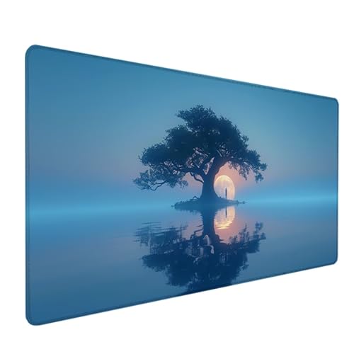 áRbol Alfombrilla Ratón Gaming XXL 800 x 300 mm, Alfombrilla Gaming Negro Mousepad con Base de Goma Antideslizante, Impermeable Desk Mat para Teclado y Raton, Accesorios Gaming, Regalos de Hombre U-R