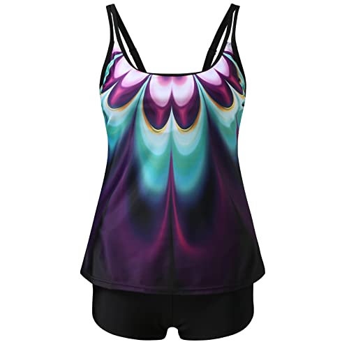 Tankini réglable violet avec imprimé numérique haute définition taille S