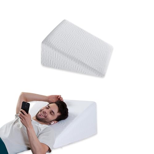 Image of The White Willow Bed Wedge Pillow for Back Support Convoluted Cooling Gel Memory Foam & HR Foam with Removable Pillow Cover, Standard Size High Height- Classic White (18 inch L x 18 inch W x 12 inch H Inch)