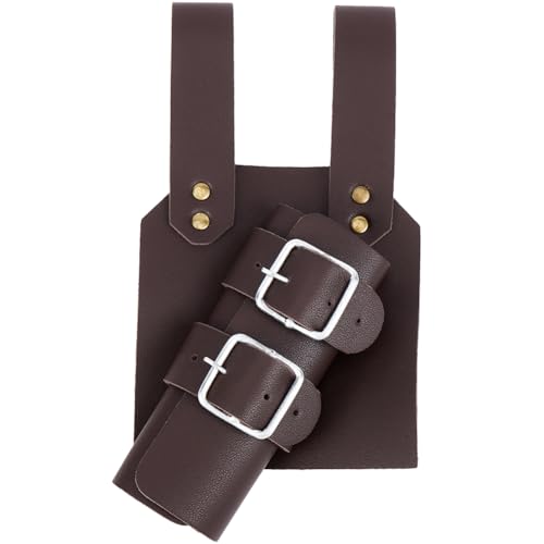Image of GORGECRAFT Brown Sword Holster PU Leather Medieval Retro Dagger Adjustable Protective Cover Case Shoulder Back Sheath Bu