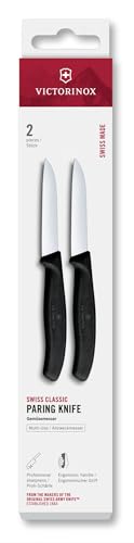 Miniatura 2 de Victorinox Swiss Classic Juego de 2 Cuchillos Peladores para Verdura, 8 cm | Hojas de corte recto extra afiladas para pelar frutas con precisión, mango ergonómico negro de polipropileno
