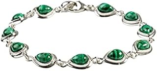 Malachite Bracelet, 925 Sterling Silver Bracelet, Malachite Jewelry, Pear Malachite Bracelet, Birthstone Bracelet, Women Wear Bracelet, Anniversary Gift For Wife