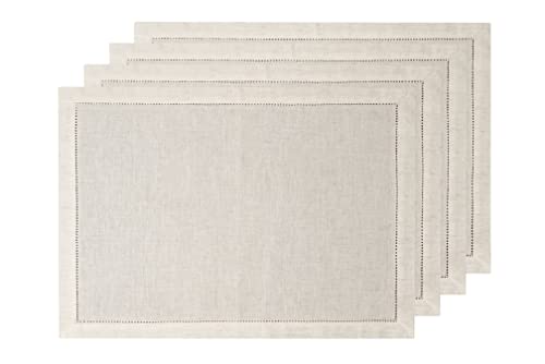Mr Napery Cotton Placemats - Washable Cloth Place Mats - Natural - Table Linen - Dining Table Decor - Set Of 4-19" X 14" - Christmas In July #TOP4