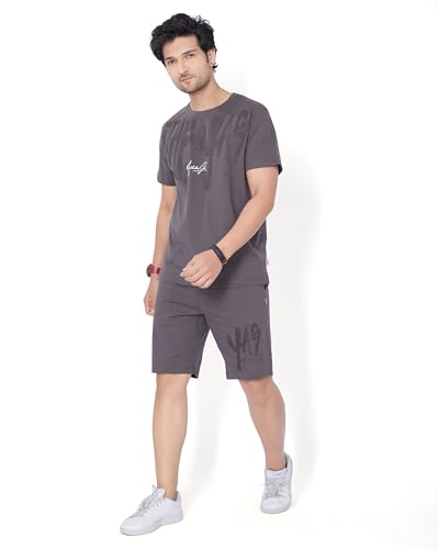 Image of WEET Cotton T-Shirt and Shorts Set for Men,Night Wear for Men,Men's Pyjama Set 119