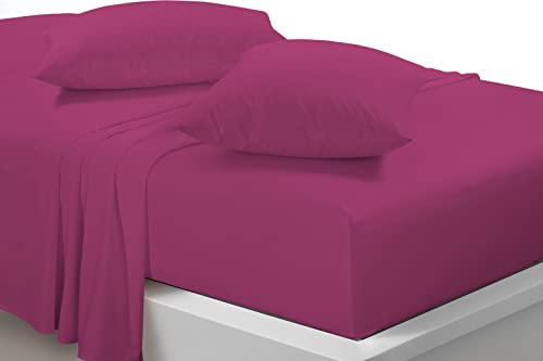 Sienna Shaun Luxurious Pillowcases for Comfort in 50% Cotton and 50% Polyester | Easy Care and Machine Washable (Fuchsia)