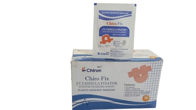 Chiron Fix IV Canula Fixator with additional strip - Elastic adhesive bandage for safe IV fixation - Additional Adhesion Support - Hypoallergenic Medical Tape for Hospital and Home Use Chiron Fix IV Canula Fixator with additional strip - Elastic adhesive bandage for safe IV fixation - Additional Adhesion Support - Hypoallergenic Medical Tape for Hospital and Home Use
