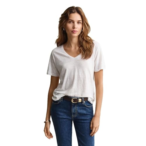 T-shirt lin col V GANT pour femme : le basique estival chic et respirant