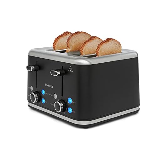 Brabantia BBEK1031NMB Tostador - 4 ranuras - 1800 Watt - 7 posiciones de rejilla - Función descongelar, Función calentar, Función bagel - Bandeja para migas - Acero inoxidable - Aluminio - Negro