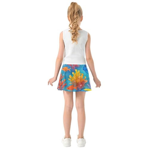 Joisal Vibrant Underwater Coral Fish Girls' Shorts Athletic Skorts Toddler Tennis Skirts Cool Pink Flowy Skort 3t4