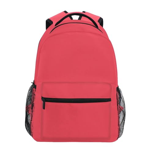Sac à dos ordinateur portable couleur unie rouge pastèque imperméable