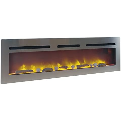 Chemin'arte chimenea eléctrica empotrada 150cm acero inoxidable Cover