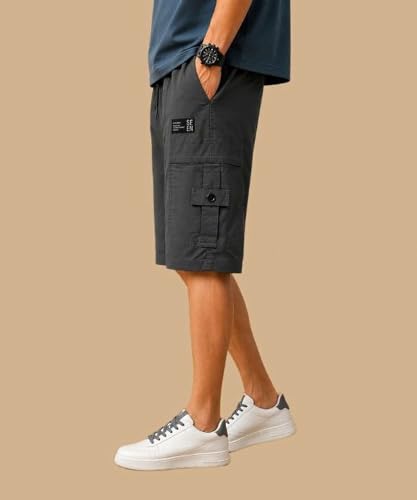 Image of Men's Cotton Twill Cargo Shorts, Regular Fit, Drawstring Waist, Mid Rise, Casual Style, 4 Pockets