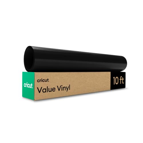 Image of Cricut Permanent Adhesive Vinyl Roll, 12mmx3m, Glossy Black, Ideal for Personalising Mugs, Notebooks, Home Decor and DIY Projects - Compatible with All Machines Cricut
