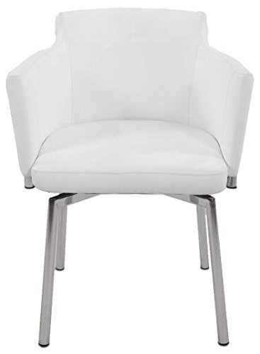 Milan Denise Club Style Swivel Arm Chair (Set of 2), White