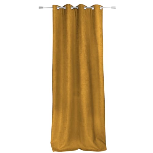 Rideau thermique aspect velours ocre 140x260 isolant phonique - 4