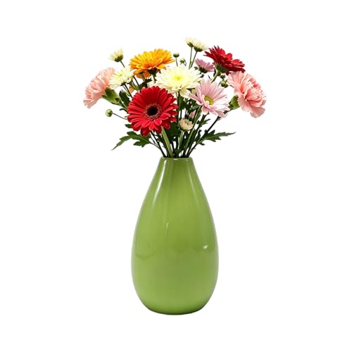 4.13 Inch Light Green Ceramic Bud Vase, Glossy Water-Drop Shape Small Flower Vase, Modern Farmhouse Boho Decor for Dried Fresh Flowers, Home Office Wedding Table Shelf Bedroom Nightstand