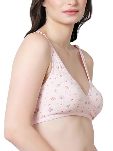 Image of Inner Sense Organic Cotton Bamboo Nursing Bra for Women I Overlap Feeding Bra with High Coverage and Wire-Free Design I Sleep Maternity Wear Without Padding