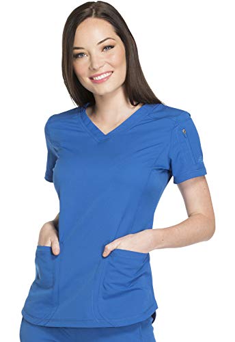 Dickies Dynamix Womens Tops, Athletic-Inspired V-Neck Scrub Top with Four-Way Stretch and Moisture Wicking DK730, S, Royal - image 5