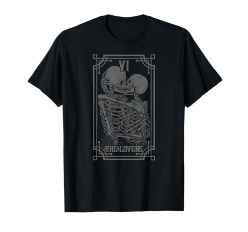 The Lovers Tarot Card Goth Skull Halloween Gothic Occult T-Shirt