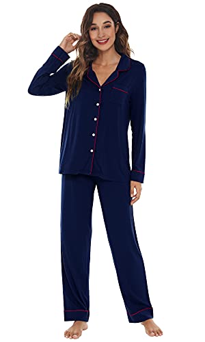 Image of WiWi Viscose from Bamboo Women's Pajamas Set Super Soft Button Down Top and Pants Sleepwear Cooling Pjs S-3X