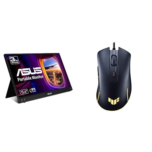 Image of Bundle of ASUS ZenScreen 15.6 inch Full HD 1080P Portable Monitor (MB16ACV) IPS, Eye Care, USB-C Power Delivery + ASUS TUF Gaming M3 Gen II Gaming Mouse, Wired, 59g Lightweight, IP56 Dust&Water Resistance