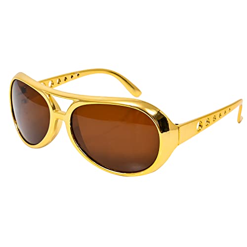 AOVNA Gold Rockstar Style Glasses 50s Fancy Dress Rockstar Glasses, Gold, Black