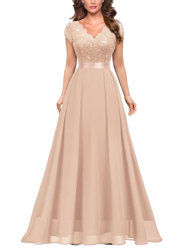 Miusol Women's Elegant V-Neck Cap Sleeve Sequined...