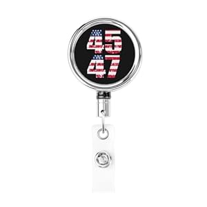 45 47 Trump 2024 Heavy Duty Metal Retractable Badge Holder, Id Metal Badge Reels with Belt Clip for Office Worker Doctor Nurse Teachers