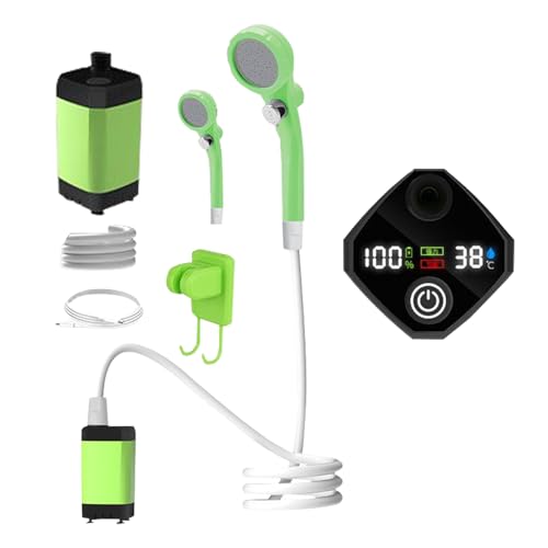 Ducha portátil | Bomba de ducha recargable con pantalla LED para acampar - Bomba de camping para jardín senderismo viaje autocaravana impermeable 3 modos de pulverización