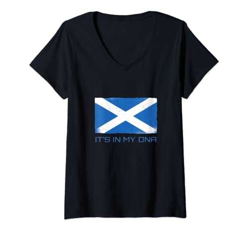 Mujer It's In My DNA Scotland Shirt Proud Scottish Flag Camiseta Cuello V