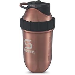 SHAKESPHERE Stainless Steel Shaker Bottle - 24oz Insulated Protein Shaker Bottle for Hot & Cold Drinks - Ideal for Shakes & Smoothies, Leak-Proof, BPA-Free, No Mixer Ball Needed, Copper
