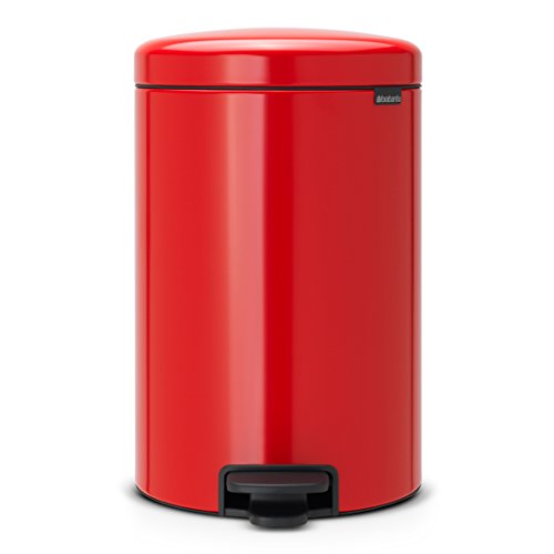 Brabantia Cubo de Basura con Pedal, Acero Inoxidable, Rojo pasión, 20 l