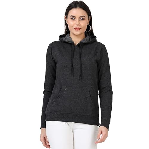 Image of Clotth Theory Women's Cotton Fleece Hooded Neck Sweatshirt | Hoodie Jacket with Kangaroo Pocket