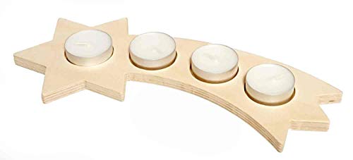 Hess Holzspielzeug 40036 - Portacandelitas en Forma de Estrella con Cola, de Madera, Natural, decoración para Ocasiones Especiales de los Montes Metálicos Cover