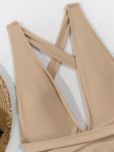 Image of Lilosy Sexy Tie Criss Cross Plunge One Piece Thong Swimsuit High Cut Brazilian Bathing Suit