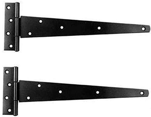 2 pcs T-bisagra, bisagras Shed Conjunto, Heavy Duty Negro forjado de hierro recubierto de hardware a prueba de herrumbre Puerta puerta del cobertizo Bisagras para las vertientes accesorios Gates