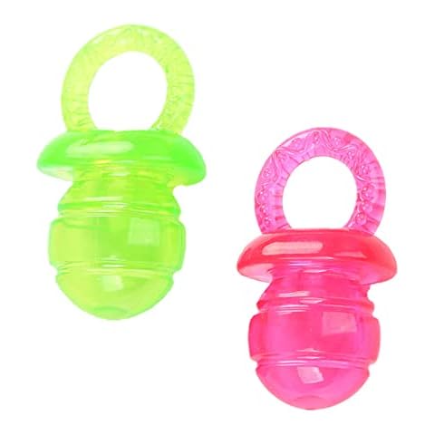 Pireunthera 2Pcs Dog Pacifiers Durable Dog Chew Toys Natural TPR Pacifier Outdoor Dog Training Toys Suitable for Pet Puppy Pacifier, Red and Green Cover