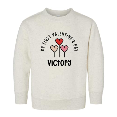 My First Valentine's Day Victory Kids Sweatshirt Toddler 4T Natural Heather