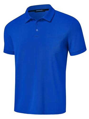 Men's Classic Short Sleeve Polo Shirt Casual Lightweight Solid Golf Shirts with Pocket