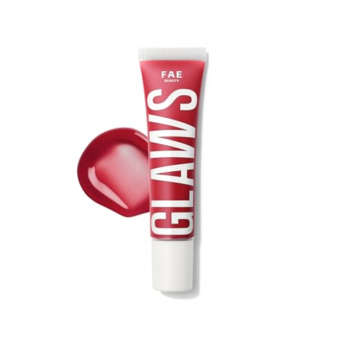Image of FAE Beauty Peptide Hydrating & High Shine Tinted Lip Gloss (12gm) | With Passionfruit Oil & Argireline to Smoothen, Even, and Soften Lips | Non Sticky | Vegan | Shade Sizzling | Sheer Cherry Red Gloss
