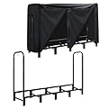 Lanlelin 5.4FT Firewood Rack with Cover - Outdoor Use Ready, Quick-Access Zippered Cover for Easy Wood Storage & Retrieval, Wind-Resistant Straps, Stable & Secure Construction