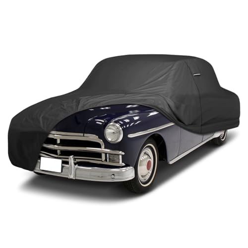 Image of iCarCover Premium Custom Car Cover for 1946-1951 Plymouth Deluxe 2-Door Heavy Duty Waterproof All Weather Rain Snow UV Sun Protector Custom Full Exterior Indoor Outdoor Protection Car Cover (Black)