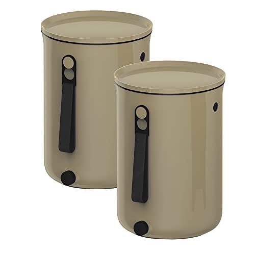 Skaza Lot de 2 Bokashi Organko 2 (9.6 L) | Primé Composteur de Cuisine en Plastique Recyclé | Starter Set pour Les Déchets de Cuisine et Le Compostage | avec Activateur de Fermentation 2 kg (Beige) Cover