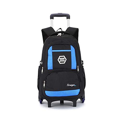 QY Studente della Scuola Elementare Borsa for Asciugamano Hand-Held Uomini E Donne Puleggia Borsa A Tracolla Trainabile Pacchetto Push-Pull Zaino Trolley Sei Colpi Salire Le Scale (Color : Blue)