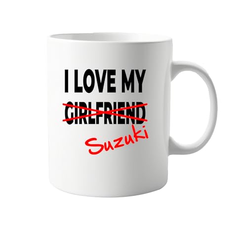 signkitsuk I Love My Girlfriend x Suzuki 11oz Mug – Funny, Sarcastic Coffee Mug for Enthusiasts – Humorous Gift for Him, Her, or Yourself, Valentines, Birthdays