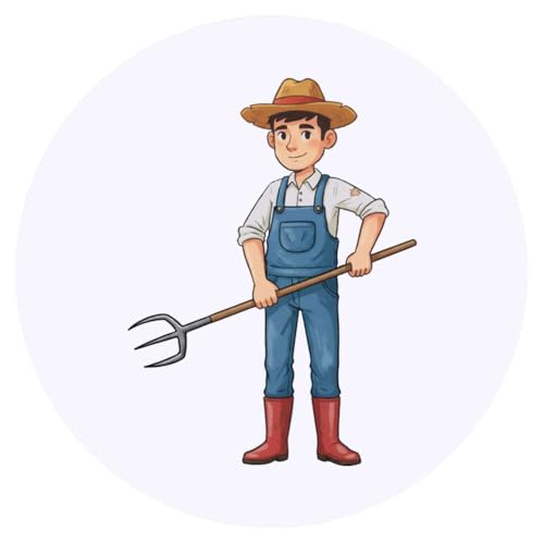 Azeeda 24 x 'Farmer with Pitchfork' Stickers - for Crafts, Scrapbooking and Labelling (SK00076557)