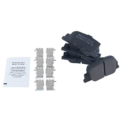 Image of TRQ Rear Brake Pad & Rotor Kit, with Chemical Kit Parking Brake Shoe Set Semi-Metallic Compatible with 2005-2010 Scion tC